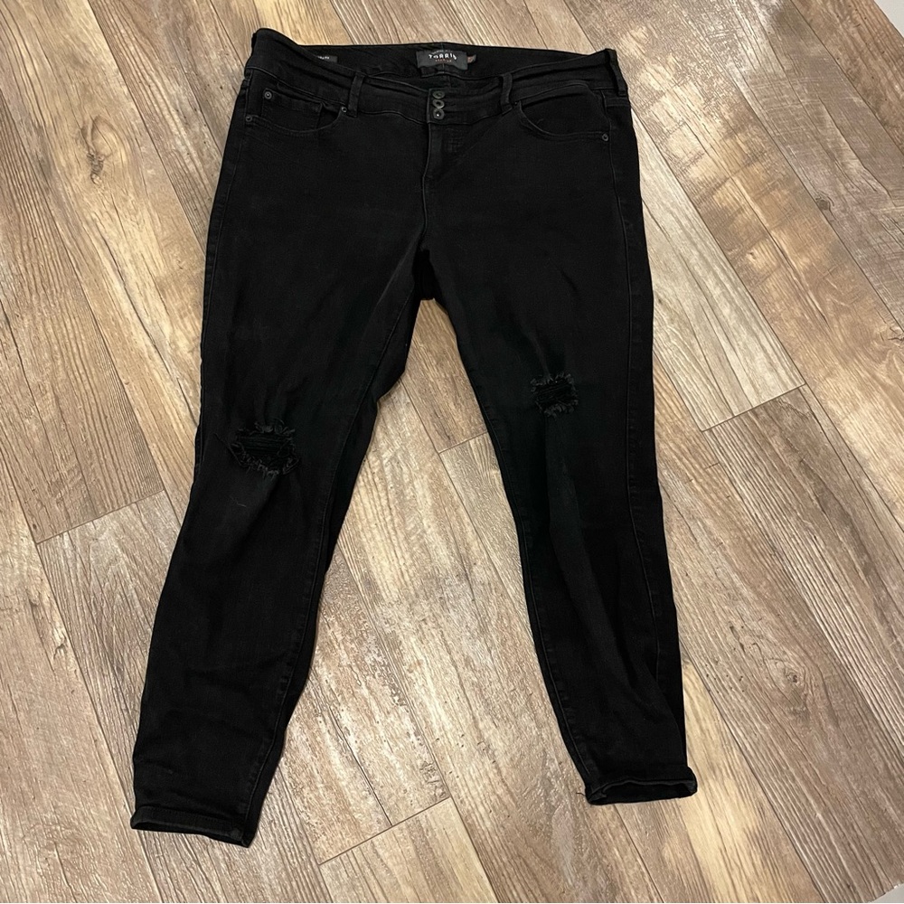 Torrid Black Distressed Skinny Jeans